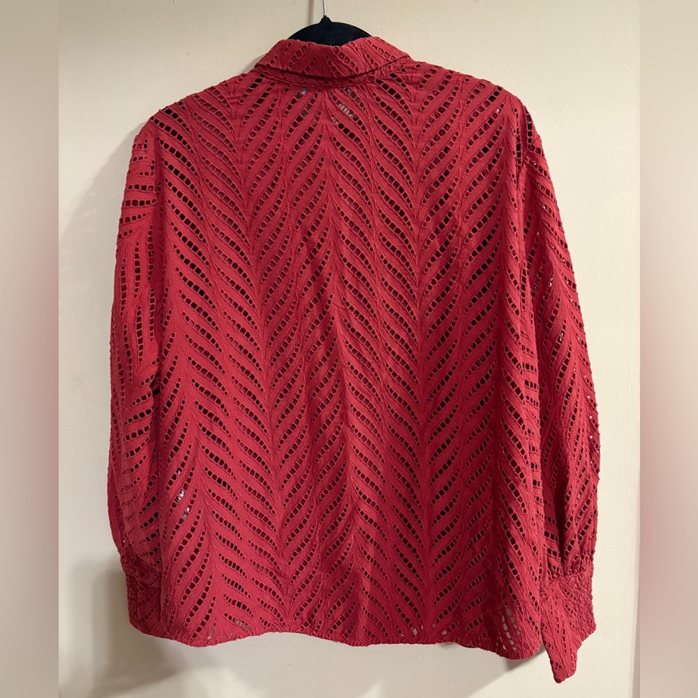 Chico's Rust Colored Button Down Eyelet Lace Shir… - image 2